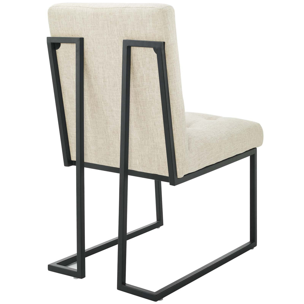 Privy Black Stainless Steel Upholstered Fabric Dining Chair Set of 2 by Modway