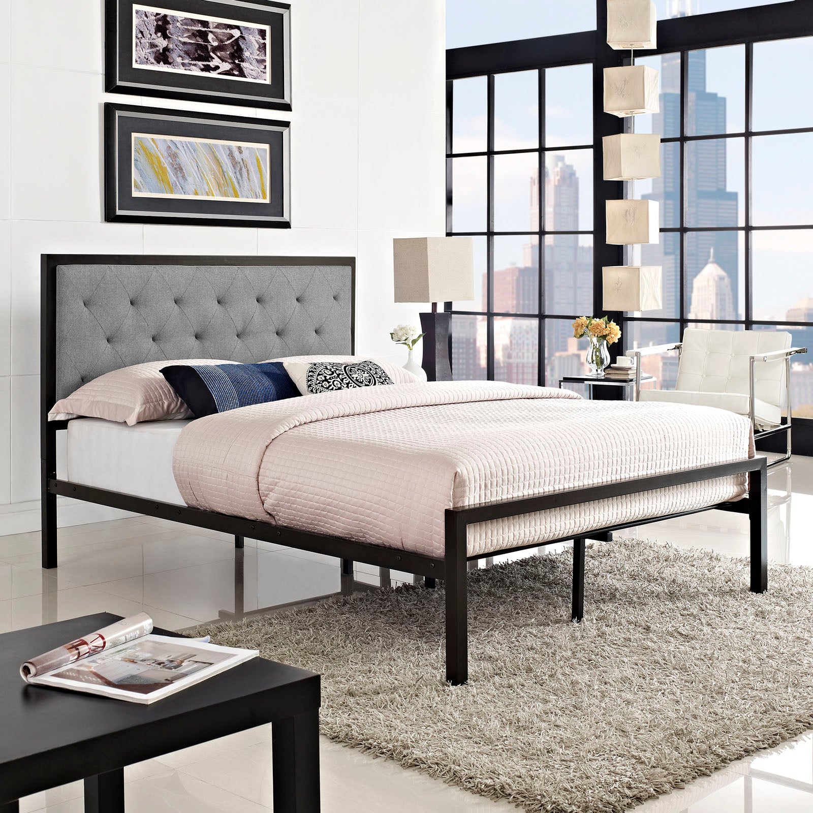 Mia Fabric Full Bed by Modway