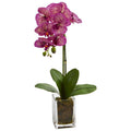 24" Orchid Phalaenopsis Artificial Arrangement In Vase 4309-PK By Nearly Natural