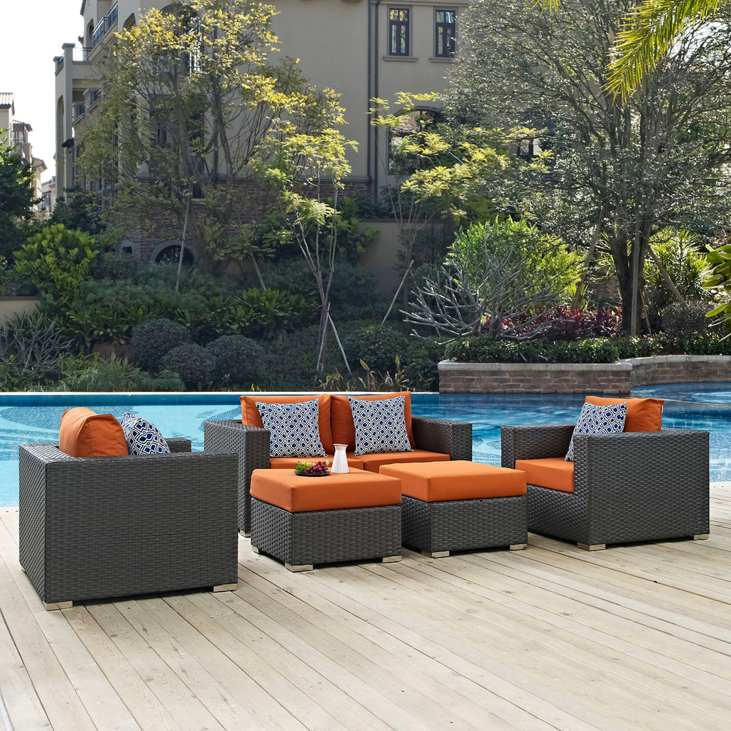 Sojourn 5 Piece Outdoor Patio Sunbrella¨ Sectional Set by Modway
