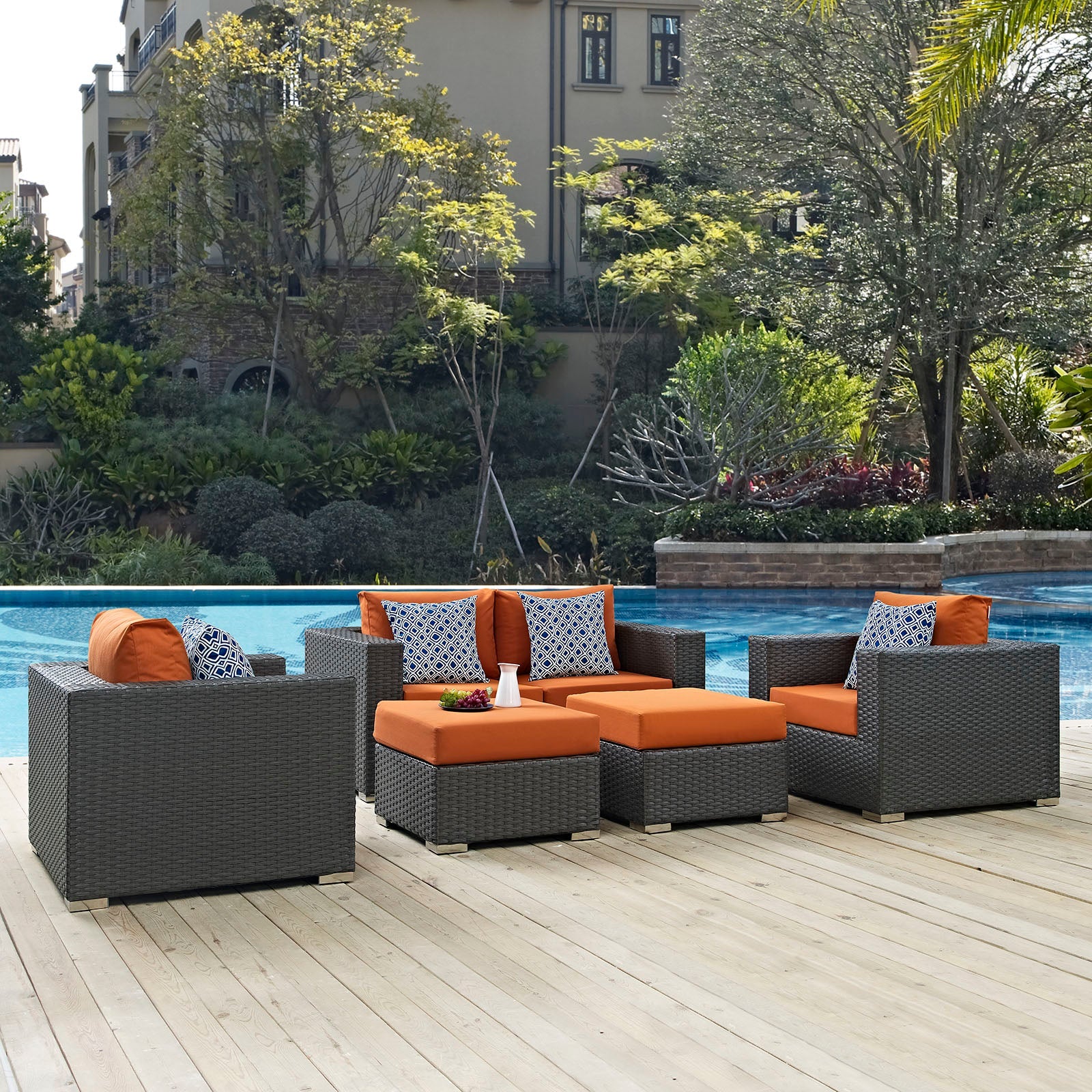 Sojourn 5 Piece Outdoor Patio Sunbrella¨ Sectional Set by Modway