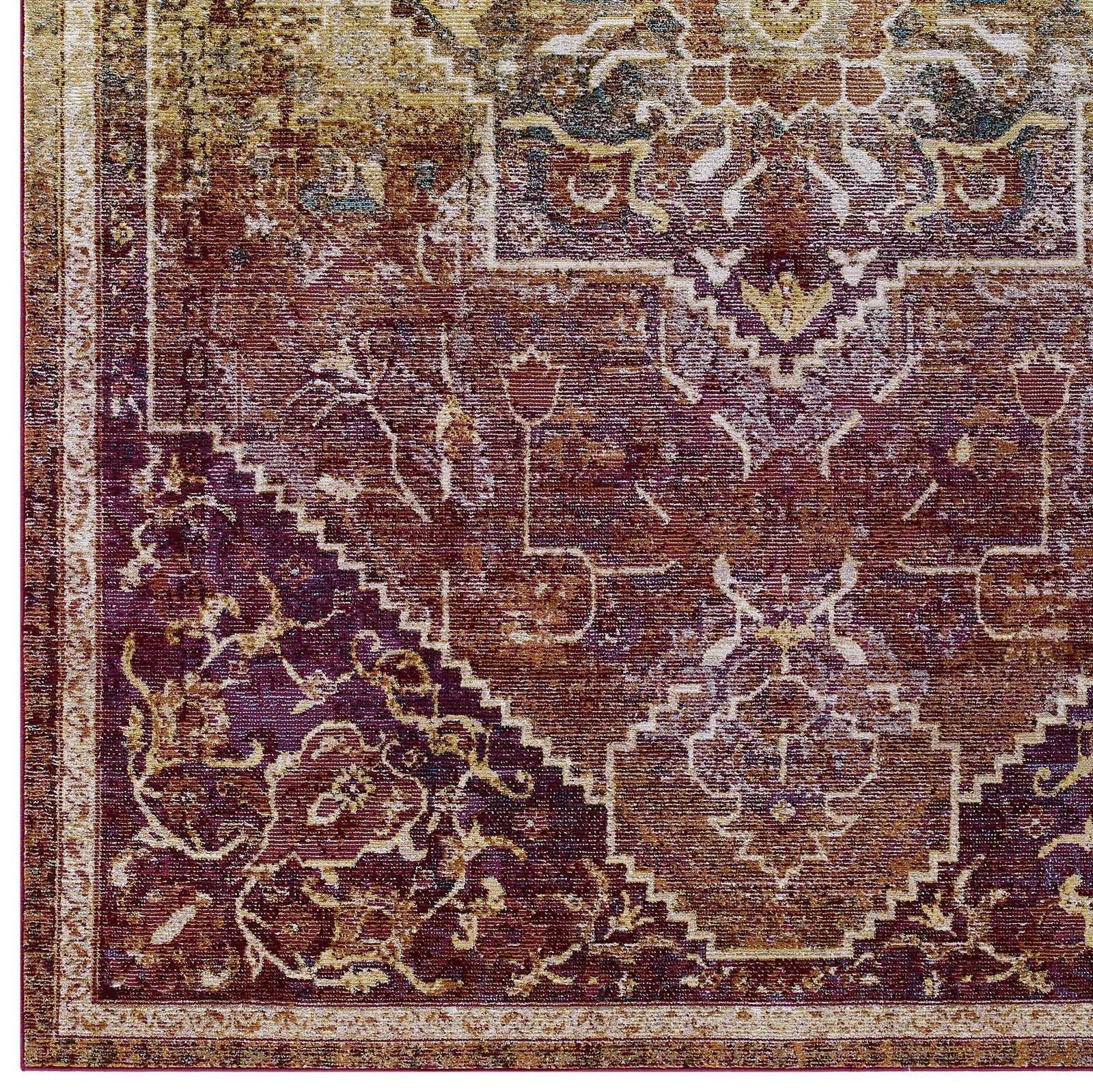 Success Kaede Transitional Distressed Vintage Floral Vintage Medallion 5x8 Area Rug by Modway