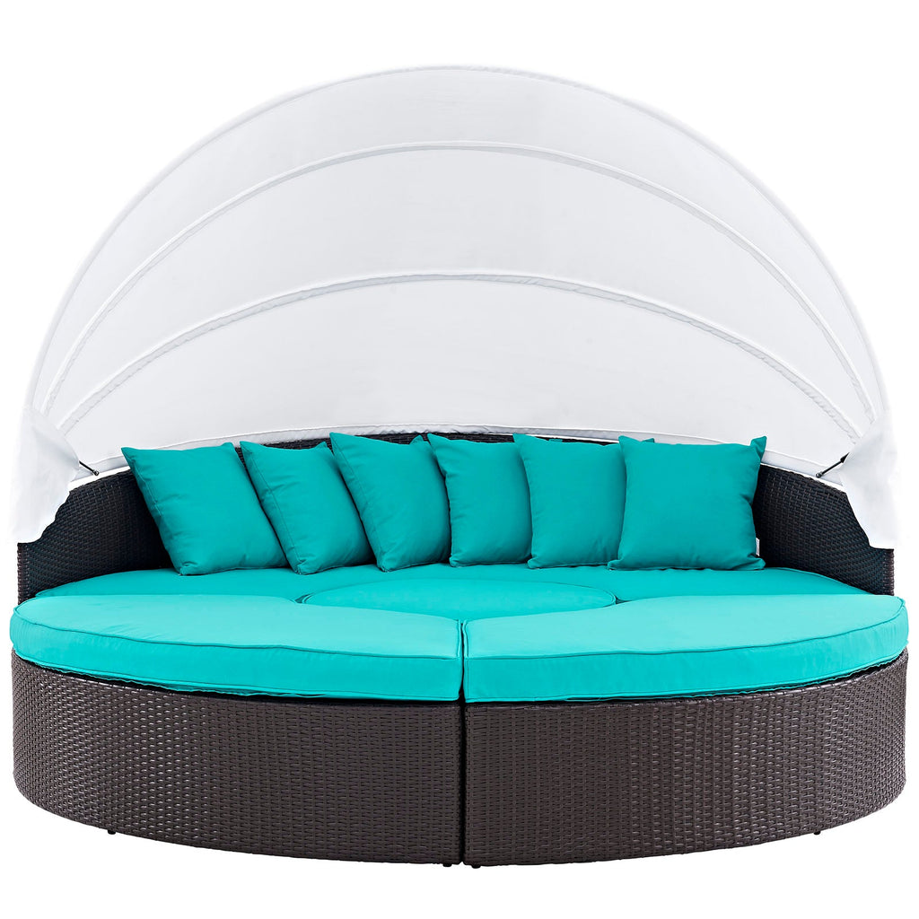 Convene Outdoor Patio Wicker Rattan Canopy Sectional Daybed by Modway