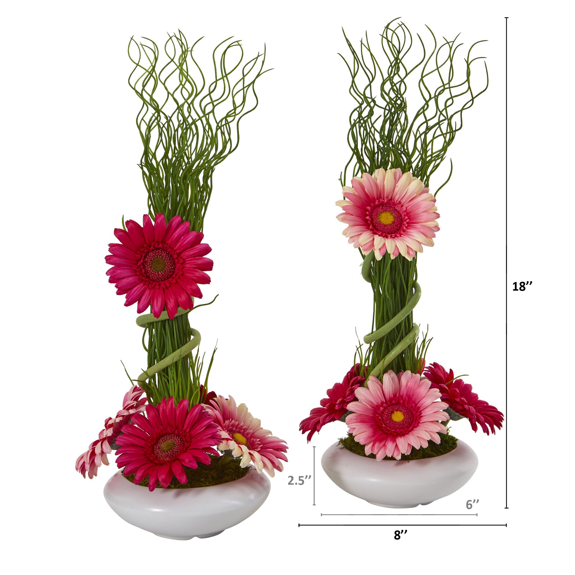 11" Rose Artificial Arrangement in Glass Vase (Set of 2)
