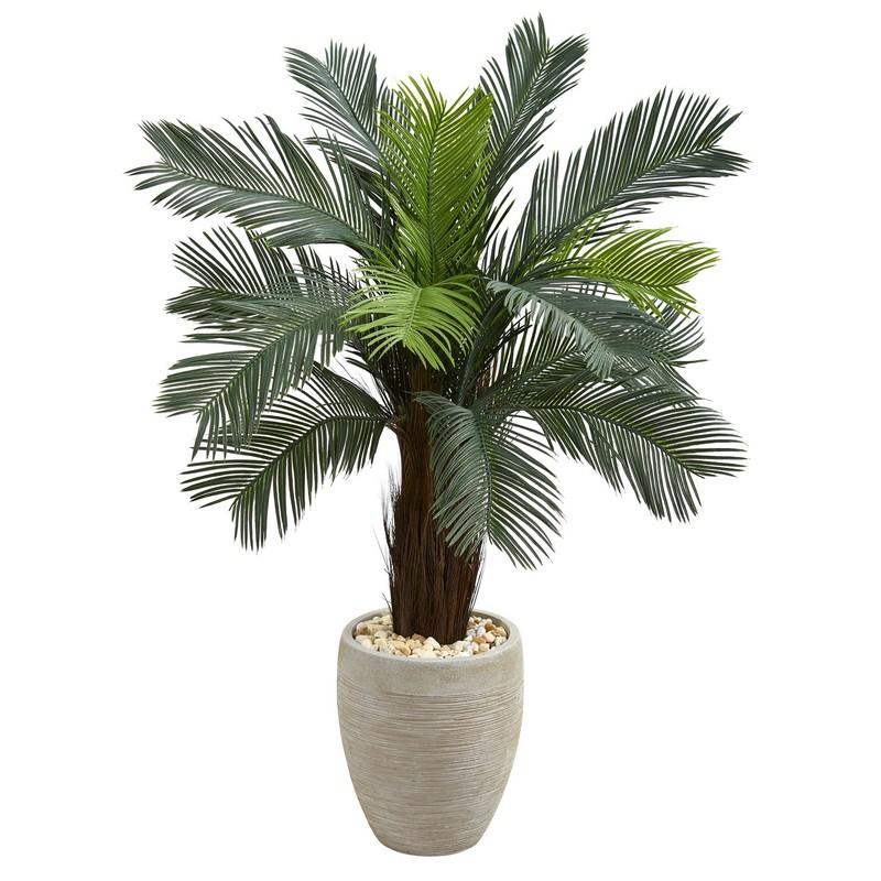 4.5' Cycas Artificial Tree in Oval Planter UV Resistant (Indoor/Outdoor)
