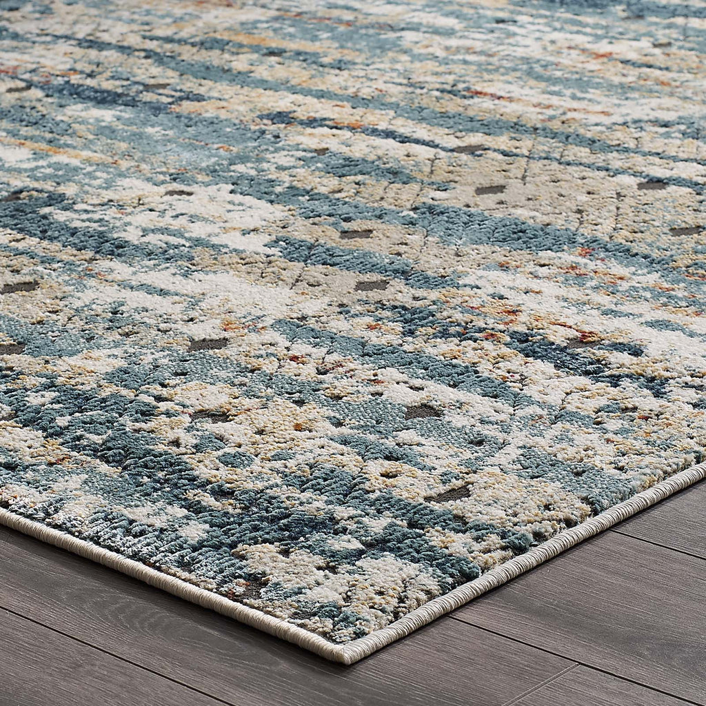 Tribute Eisley Rustic Distressed Transitional Diamond Lattice 5x8 Area Rug by Modway