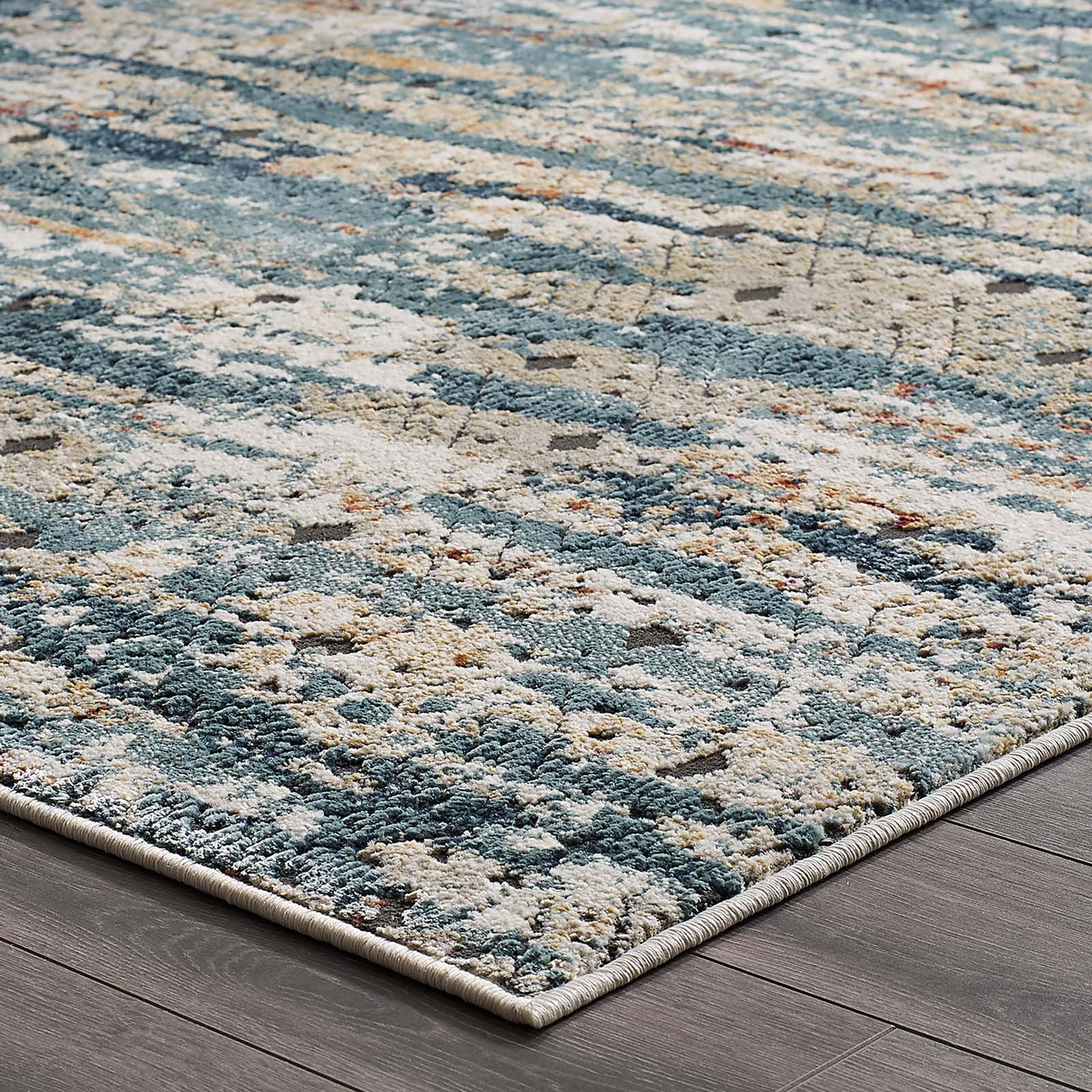 Tribute Eisley Rustic Distressed Transitional Diamond Lattice 5x8 Area Rug by Modway