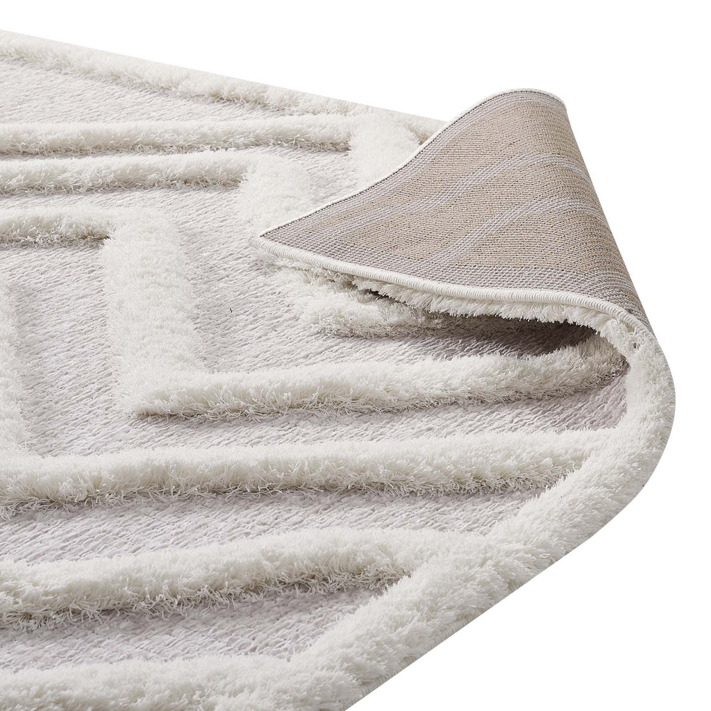 Whimsical Pathway Abstract Chevron Shag 5x8 Area Rug by Modway