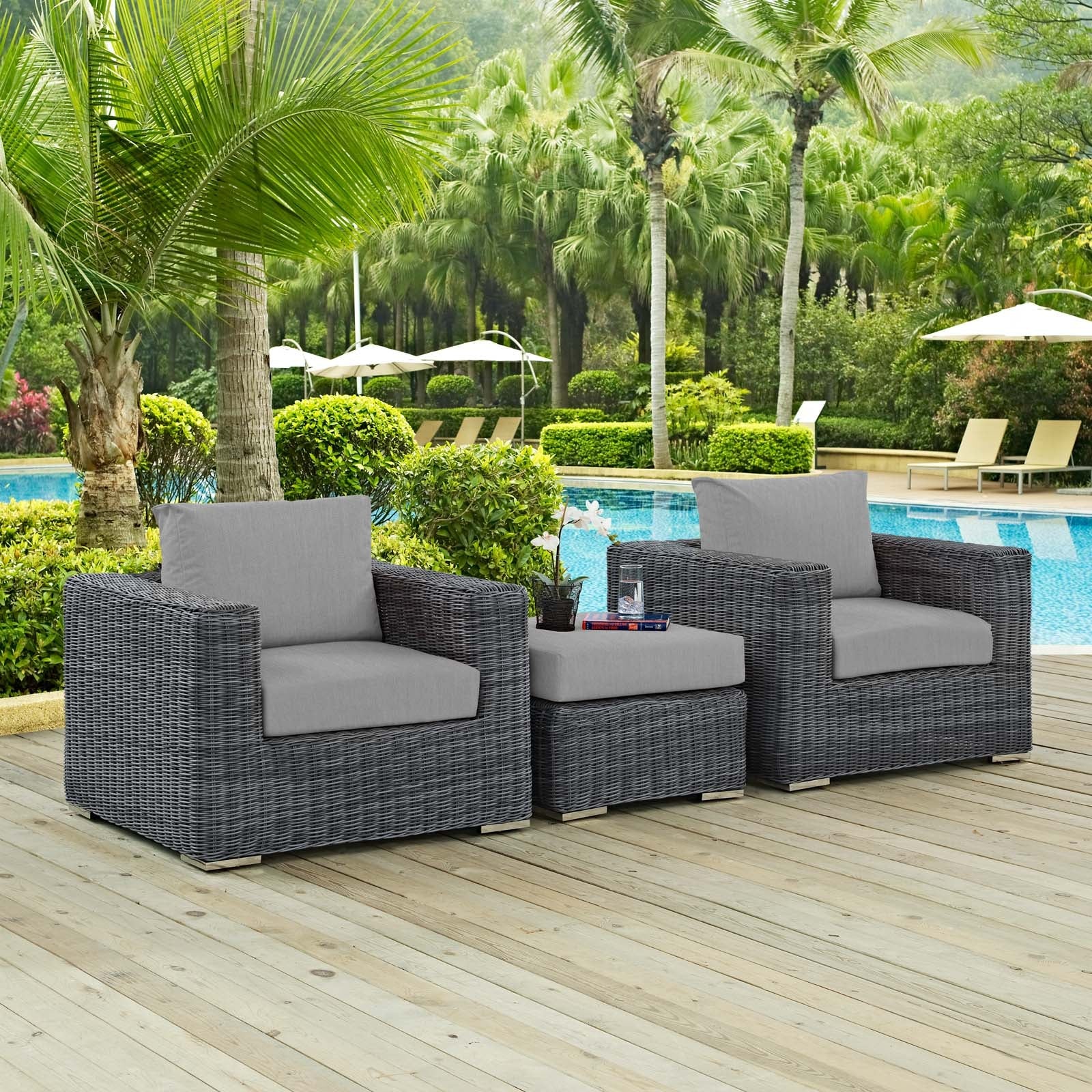 Summon 3 Piece Outdoor Patio Sunbrella¨ Sectional Set by Modway