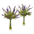 15"  Lavender Artificial Arrangement in Glass Vase (Set of 2)