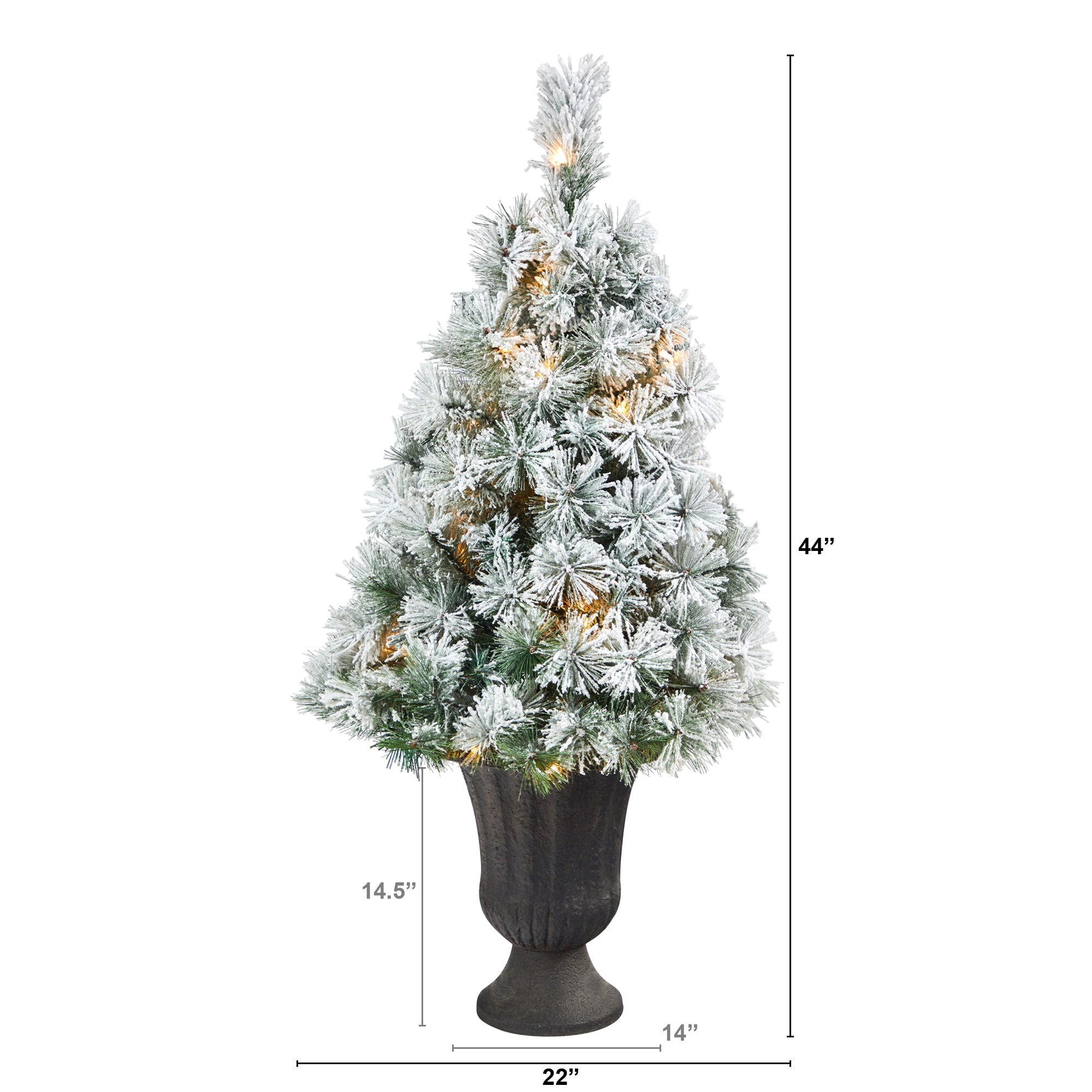 44' Flocked Oregon Pine Artificial Christmas Tree w/ 50 Clear Lights