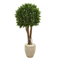 52"  Boxwood Artificial Topiary Tree in Planter UV Resistant (Indoor/Outdoor)