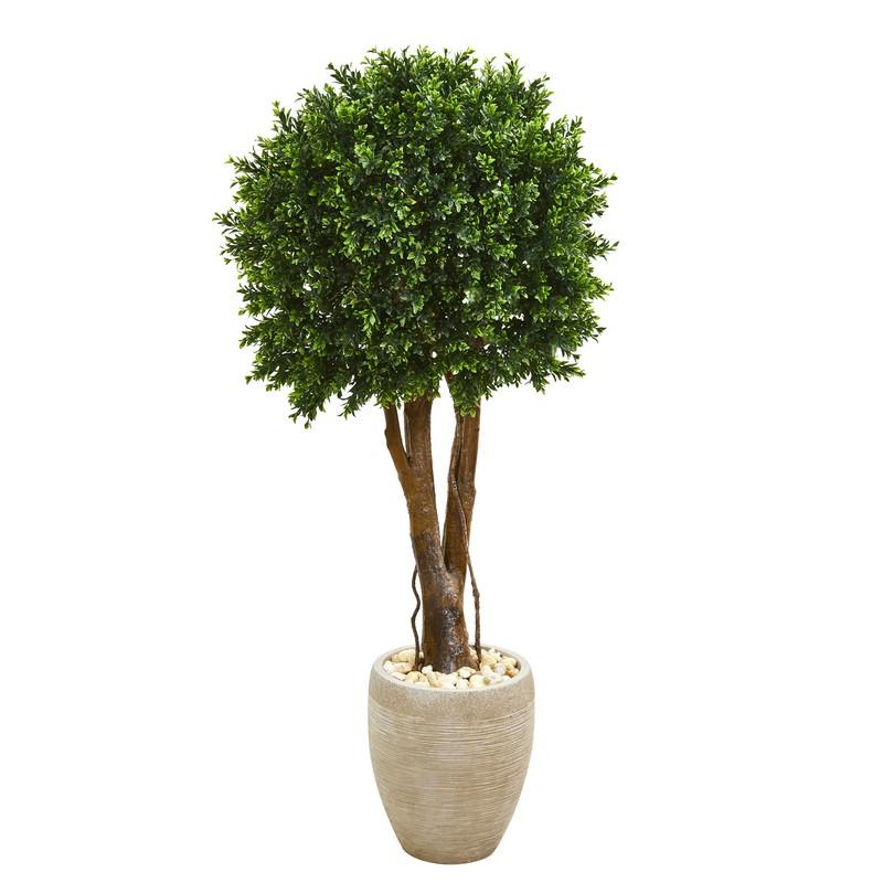 52"  Boxwood Artificial Topiary Tree in Planter UV Resistant (Indoor/Outdoor)