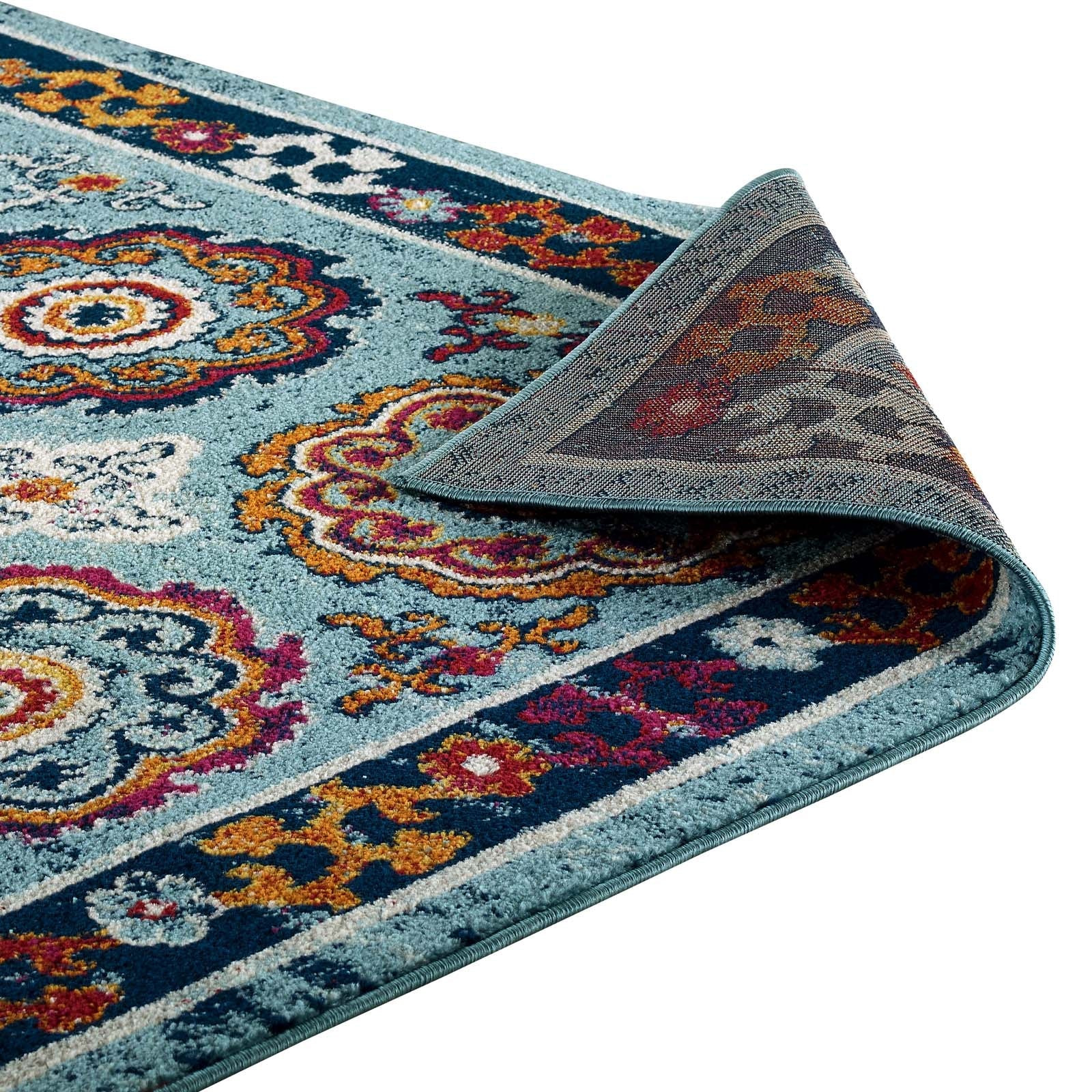 Entourage Odile Distressed Floral Moroccan Trellis 5x8 Area Rug by Modway