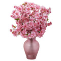 18" Cherry Blossom Artificial Arrangement in Rose Colored Vase