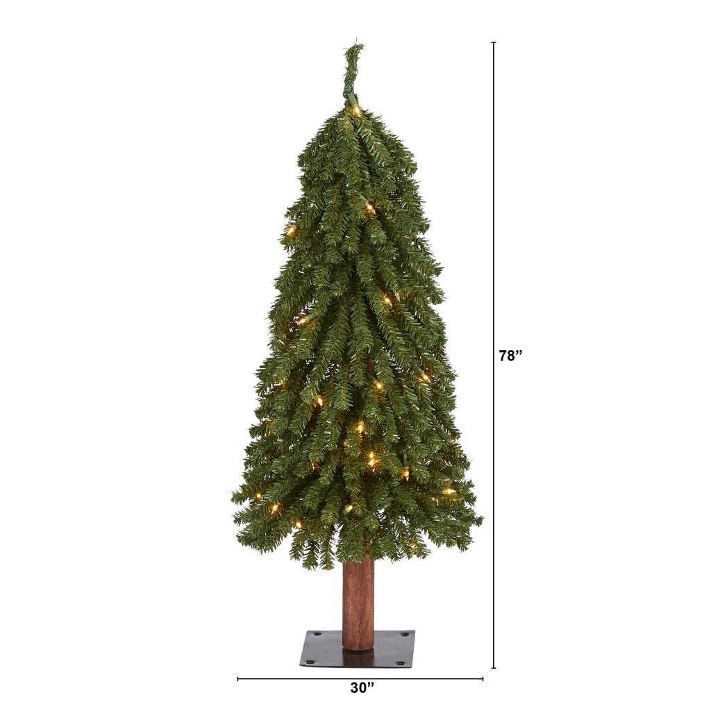 3' Grand Alpine Artificial Christmas Tree with 50 Clear Lights w/Natural Trunk