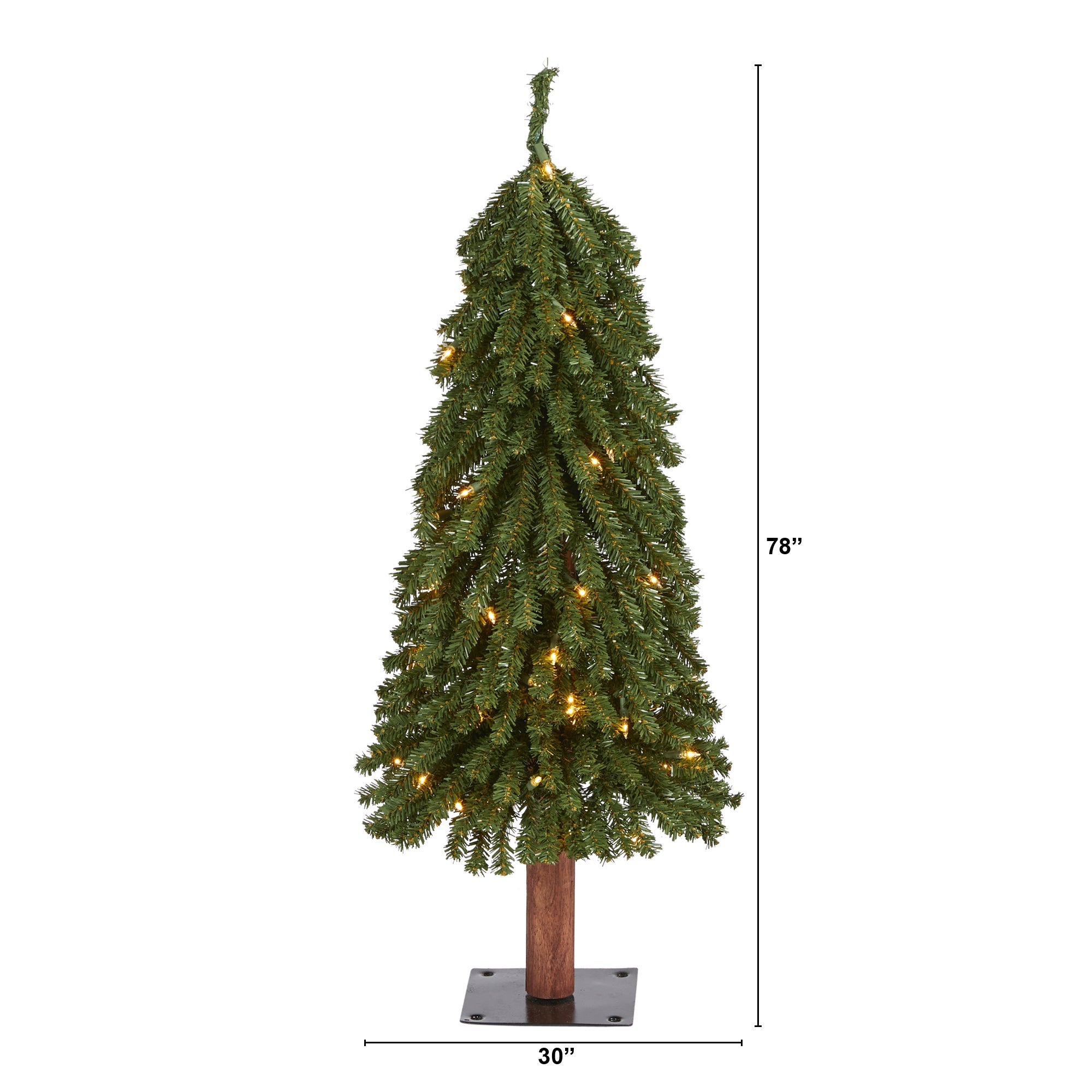 3' Grand Alpine Artificial Christmas Tree with 50 Clear Lights w/Natural Trunk