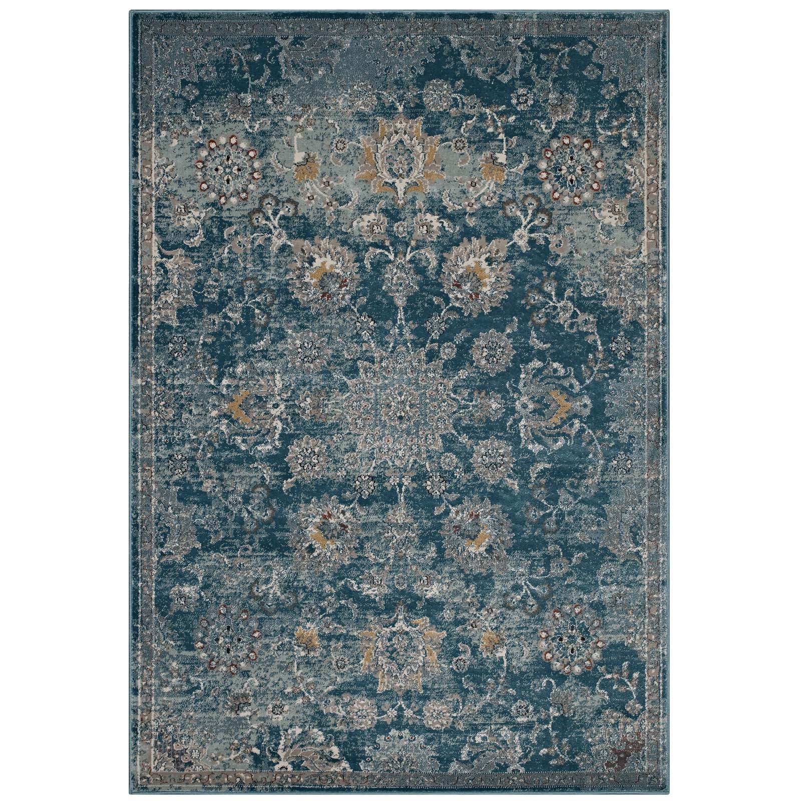 Cynara Distressed Floral Vintage Medallion 8x10 Area Rug by Modway