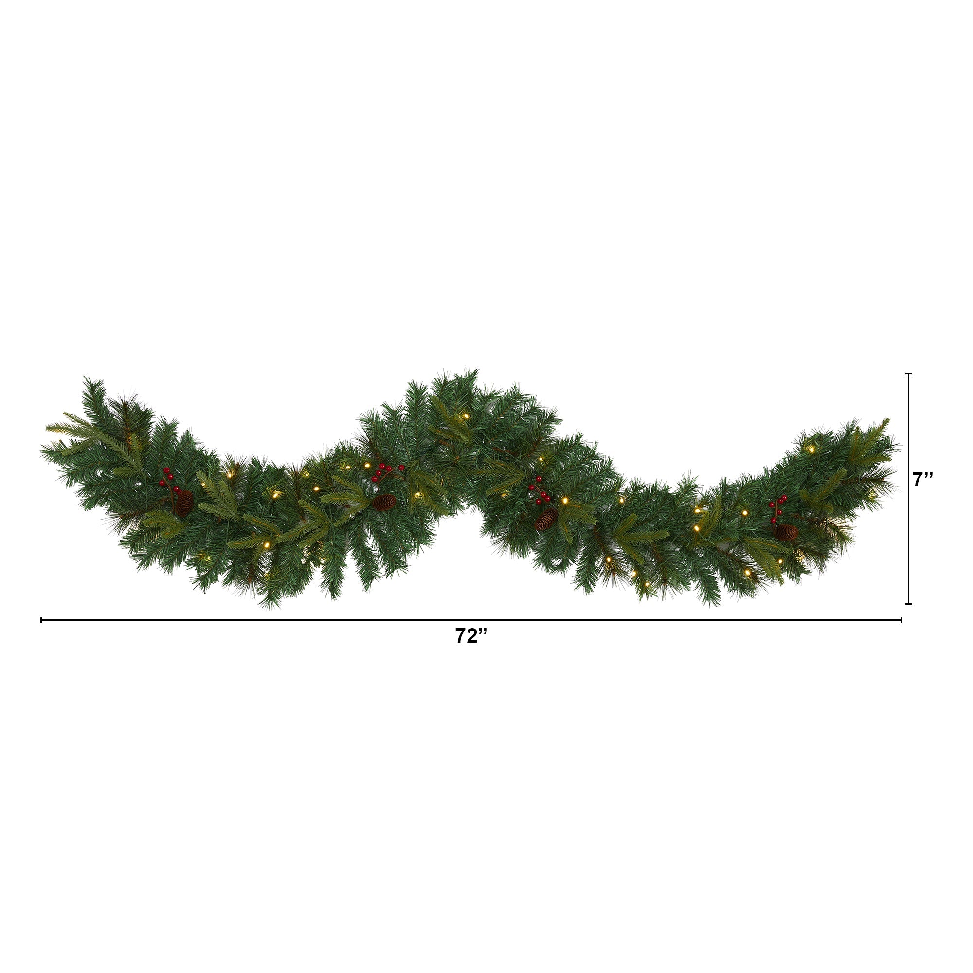 6' Mixed Pine Artificial Christmas Garland w/ 35 Clear LED Lights