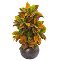 37"  Croton Artificial Plant in Metal Bowl (Real Touch)