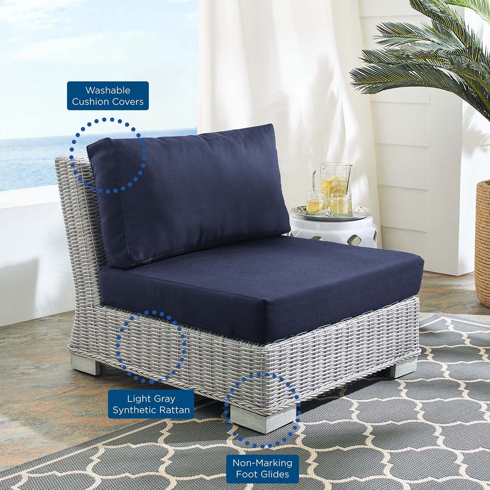 Conway Sunbrella¨ Outdoor Patio Wicker Rattan Armless Chair by Modway