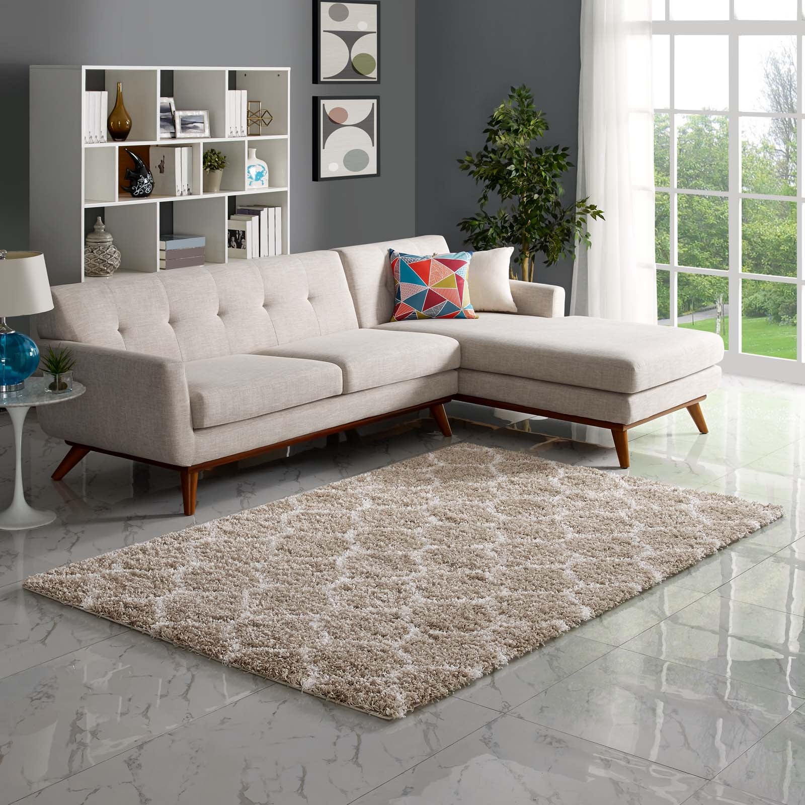 Solvea Moroccan Trellis 5x8 Shag Area Rug by Modway