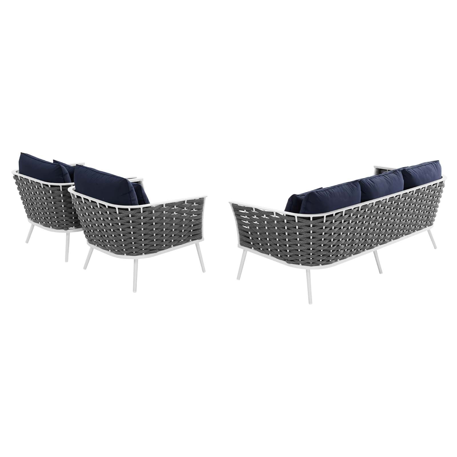 Stance 3 Piece Outdoor Patio Aluminum Sectional Sofa Set by Modway