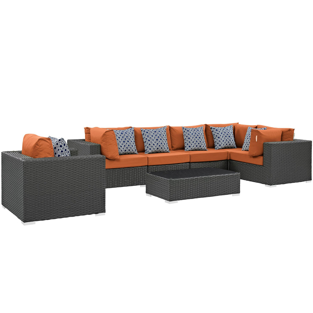 Sojourn 7 Piece Outdoor Patio Sunbrella¨ Sectional Set by Modway