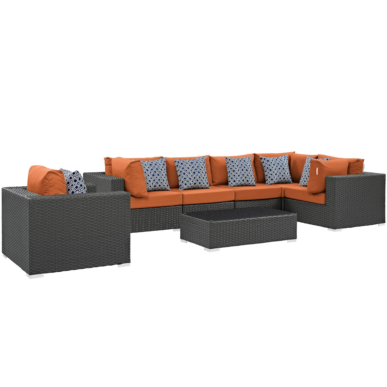 Sojourn 7 Piece Outdoor Patio Sunbrella¨ Sectional Set by Modway