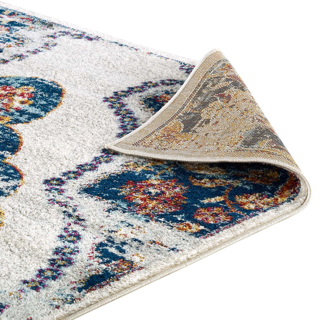 Entourage Malia Distressed Vintage Floral Vintage Medallion 5x8 Area Rug by Modway
