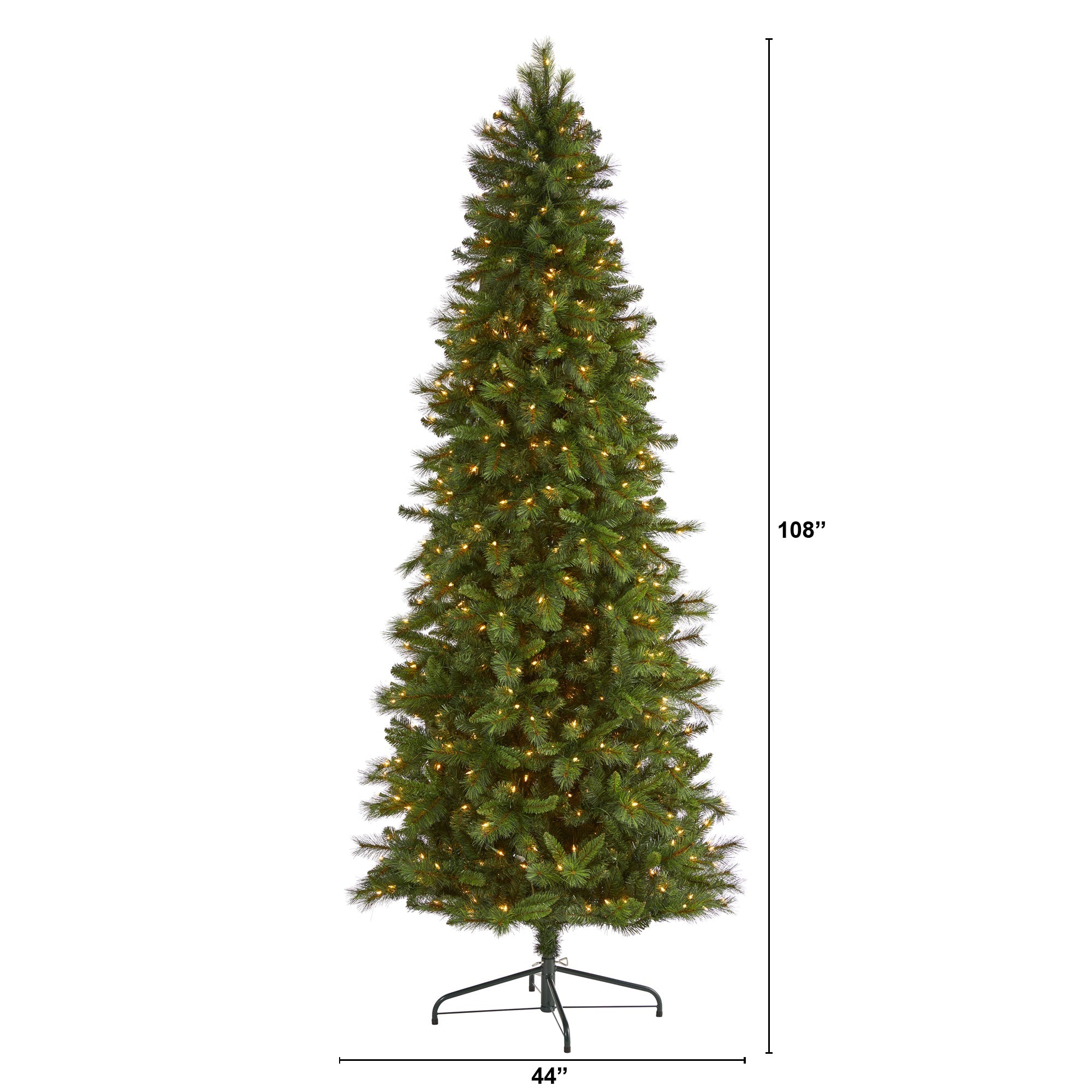 9' Slim West Virginia Mountain Pine Artificial Christmas Tree w600 Clear Lights