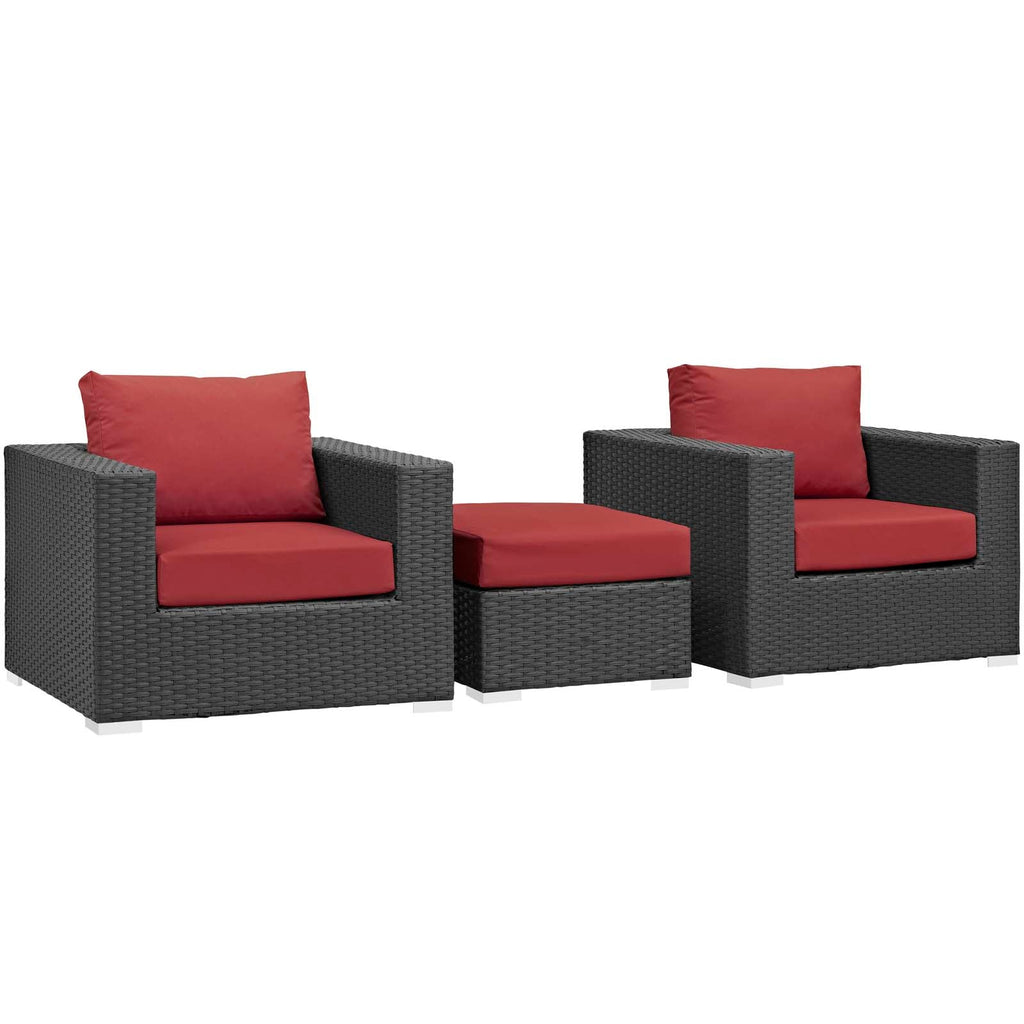 Sojourn 3 Piece Outdoor Patio Sunbrella¨ Sectional Set by Modway