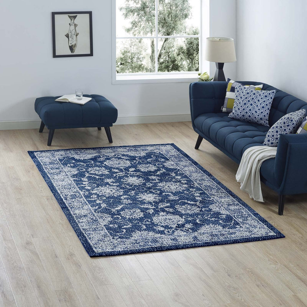 Kazia Distressed Floral Lattice 5x8 Area Rug by Modway