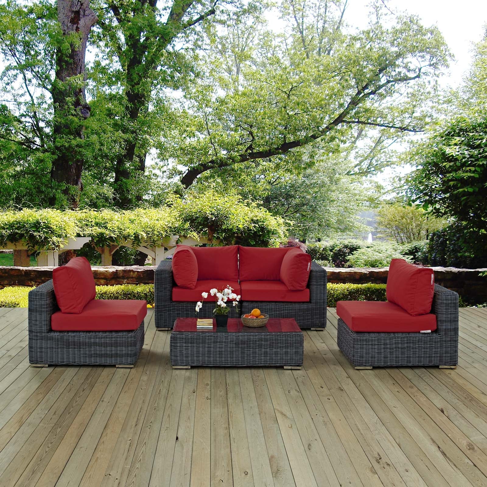 Summon 5 Piece Outdoor Patio Sunbrella¨ Sectional Set by Modway