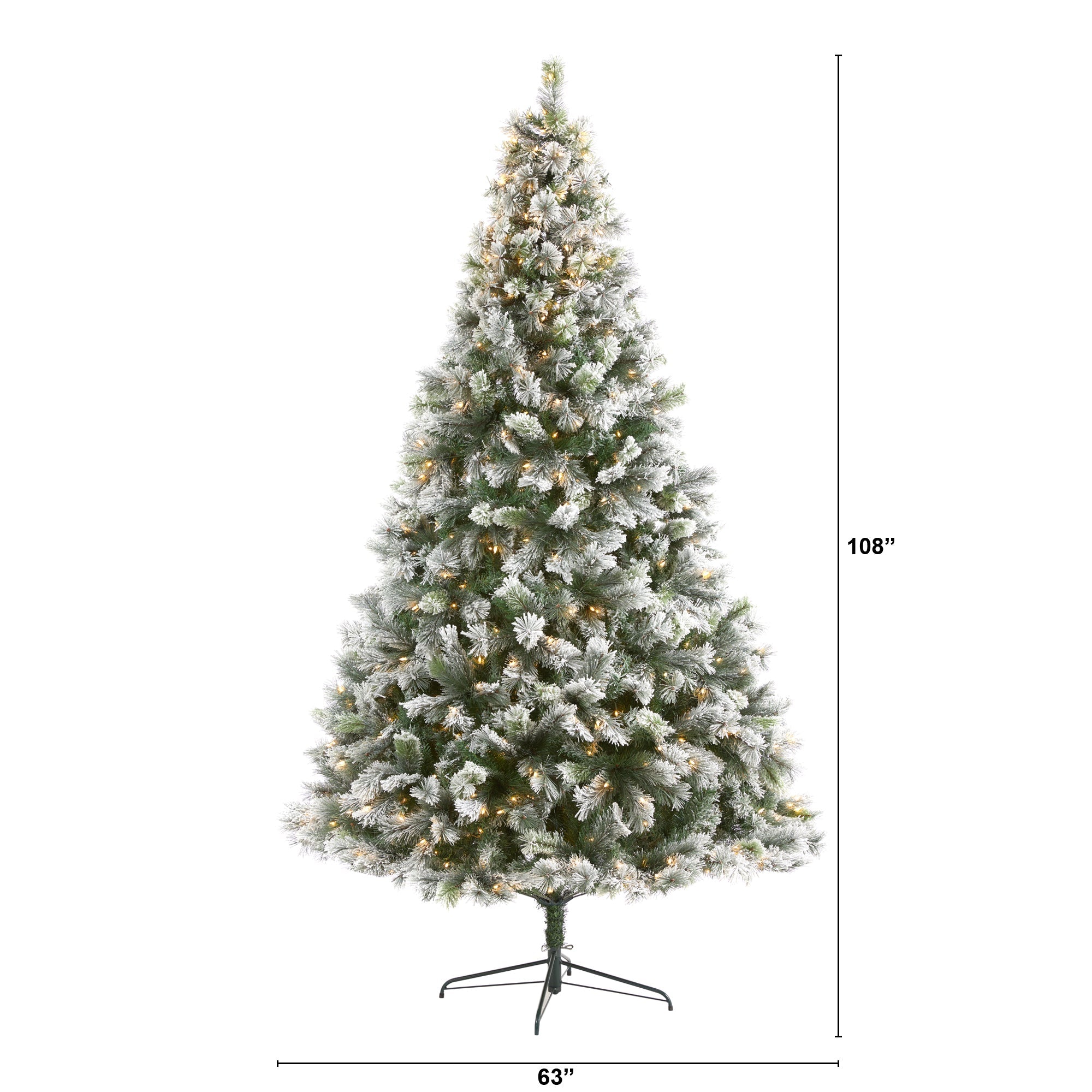 9' Flocked Oregon Pine Artificial Christmas Tree with 600 Clear Lights