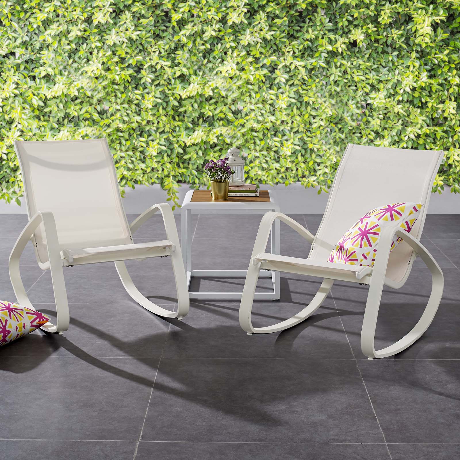 Traveler Outdoor Patio Mesh Sling Rocking Lounge Chair Set of 2 by Modway