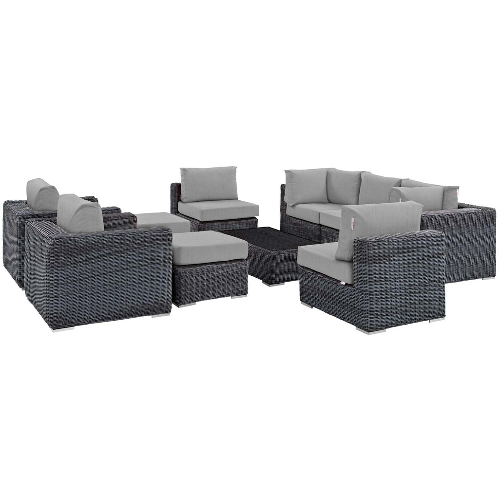 Summon 10 Piece Outdoor Patio Sunbrella¨ Sectional Set by Modway