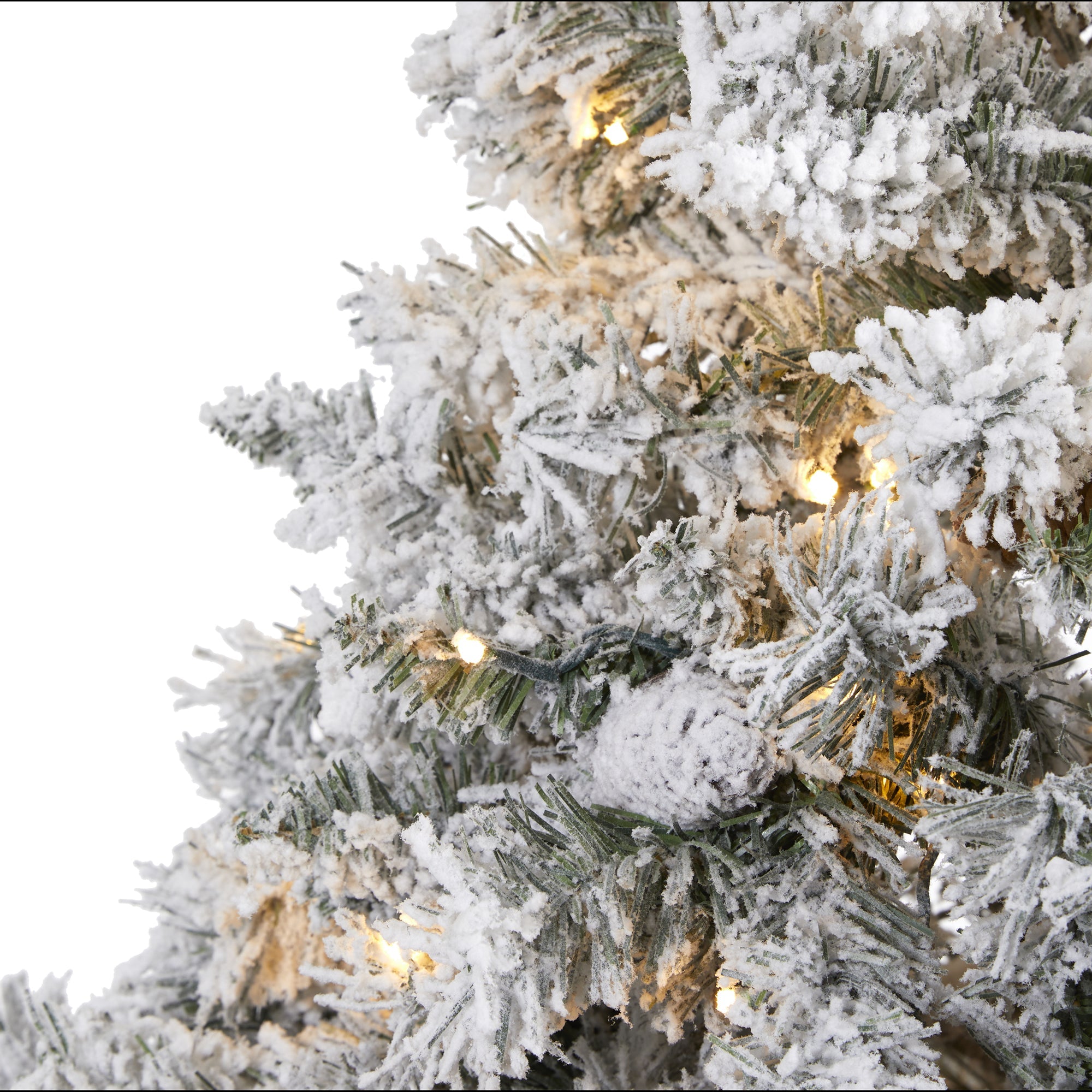 7' Flocked White River Mountain Pine Artificial Christmas Tree w/ Pinecones