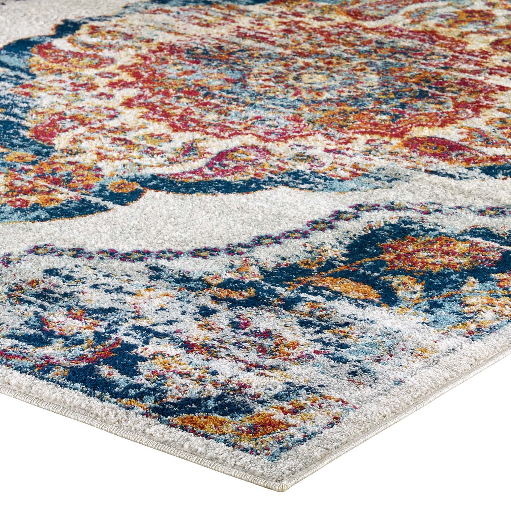 Entourage Malia Distressed Vintage Floral Vintage Medallion 8x10 Area Rug by Modway