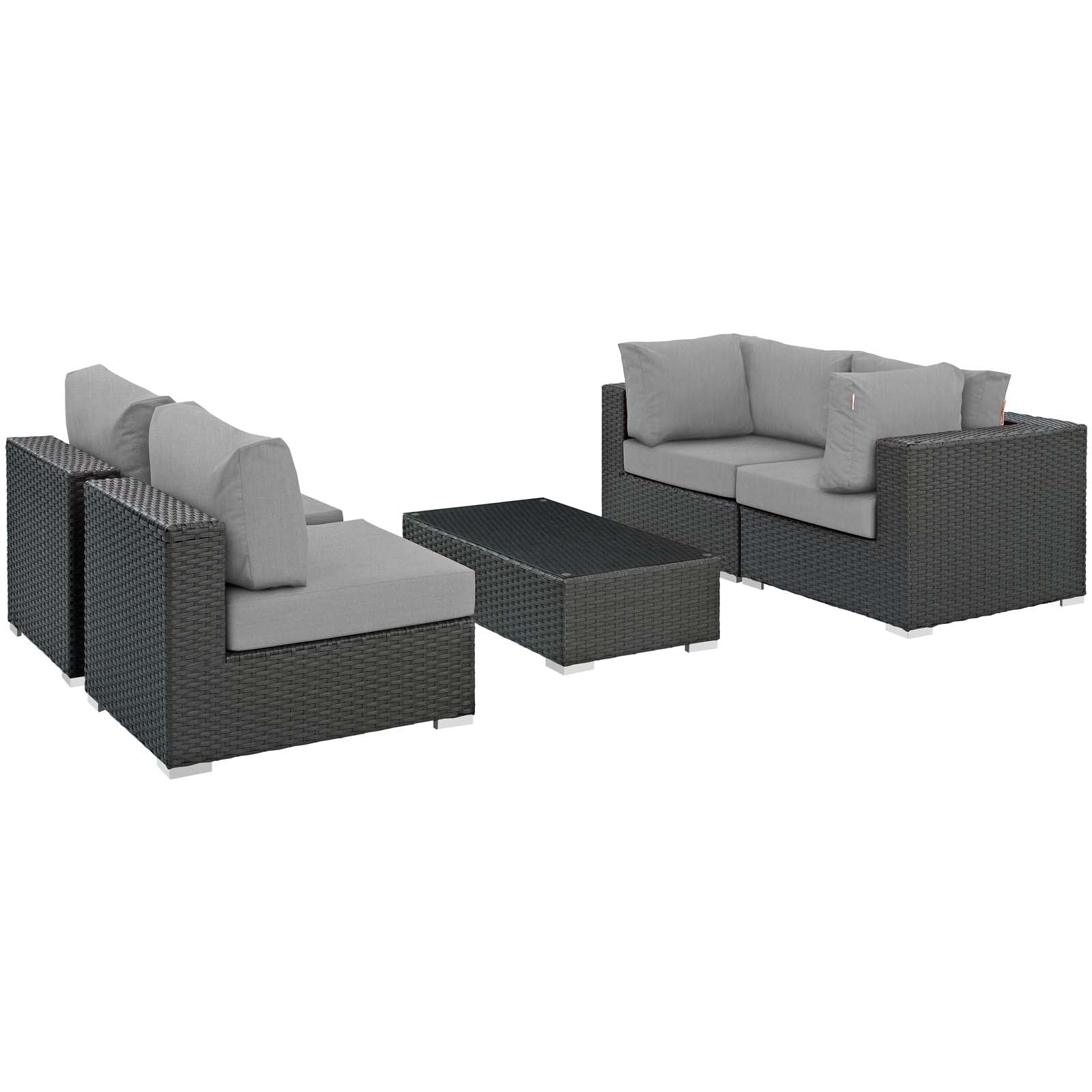 Sojourn 5 Piece Outdoor Patio Sunbrella¨ Sectional Set by Modway