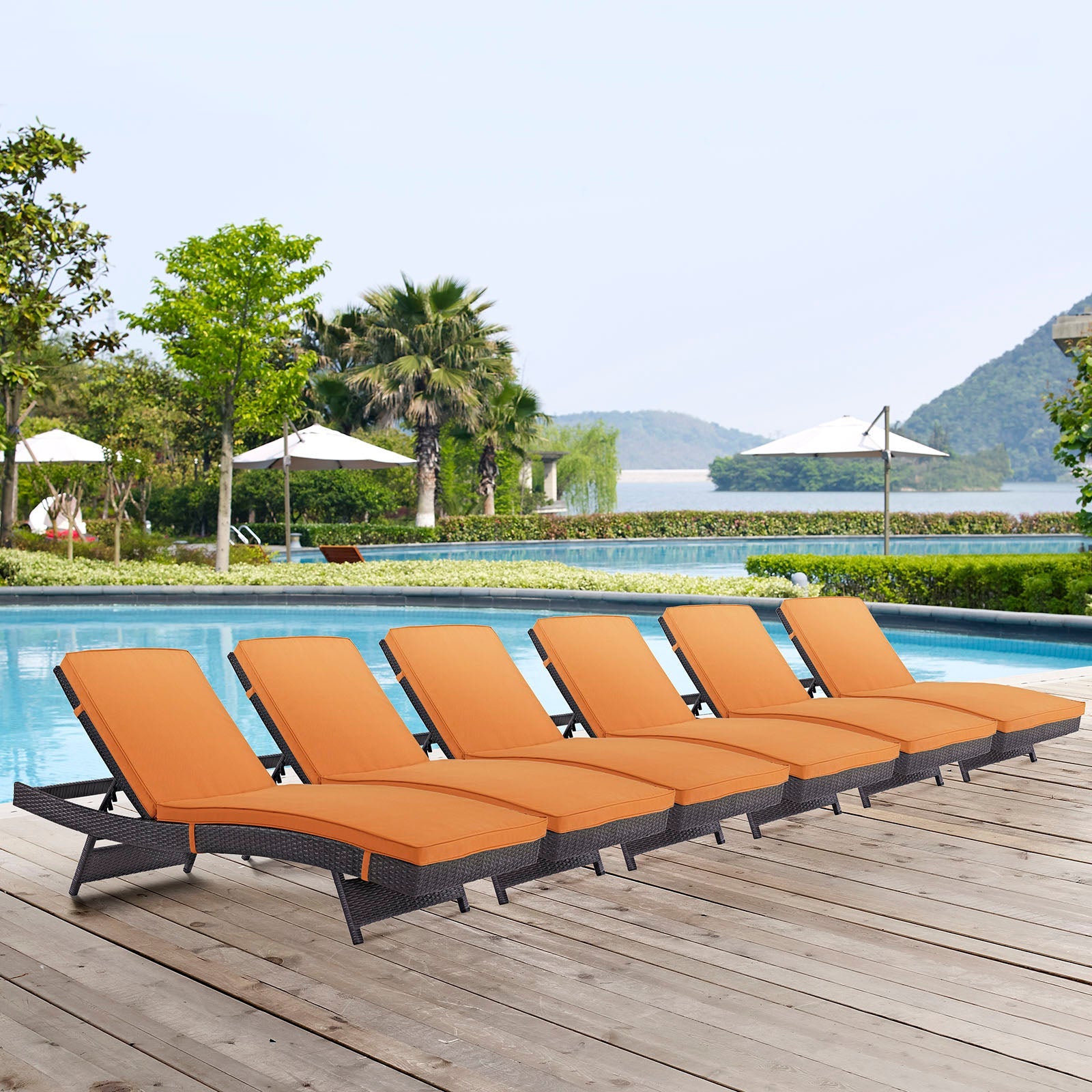 Convene Outdoor Patio Chaise Set of 6 by Modway
