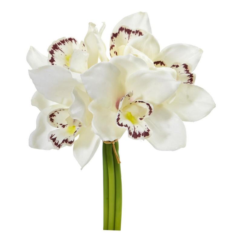 9" Cymbidium Orchid Artificial Flower Bundle (Set Of 6) 2250-S6-CR
