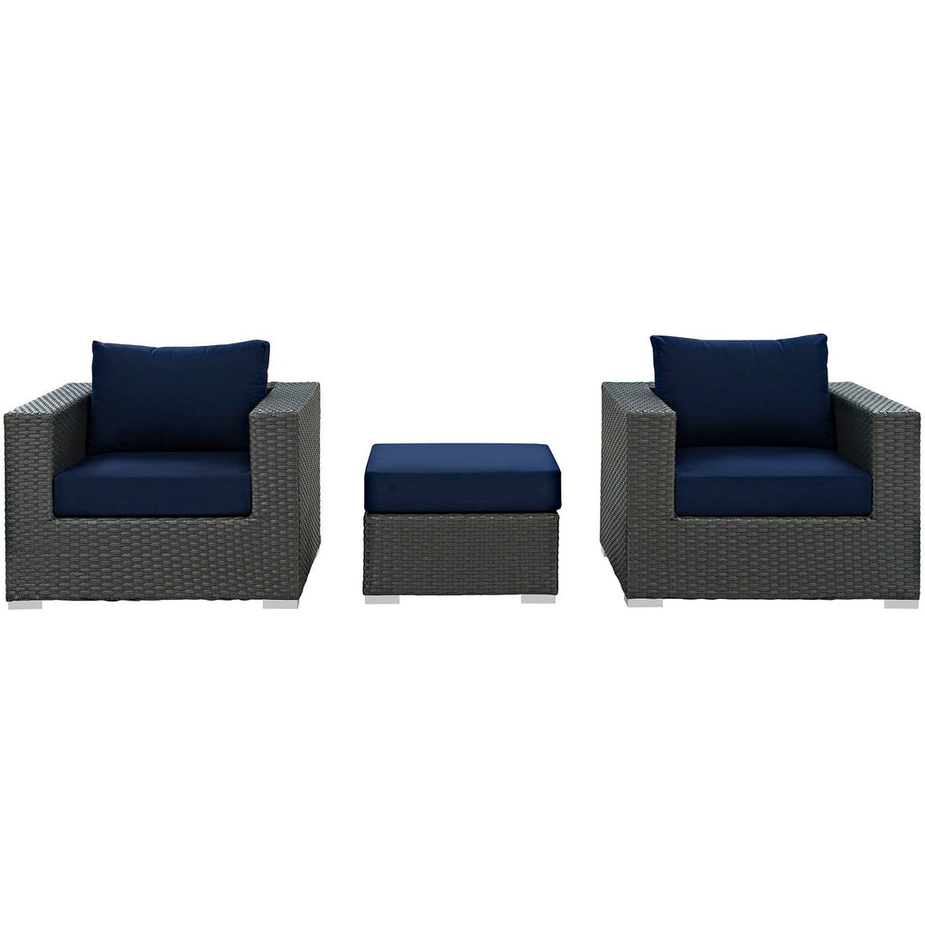 Sojourn 3 Piece Outdoor Patio Sunbrella¨ Sectional Set by Modway