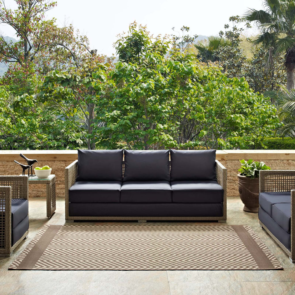 Optica Chevron With End Borders Indoor and Outdoor 5x8 Area Rug by Modway