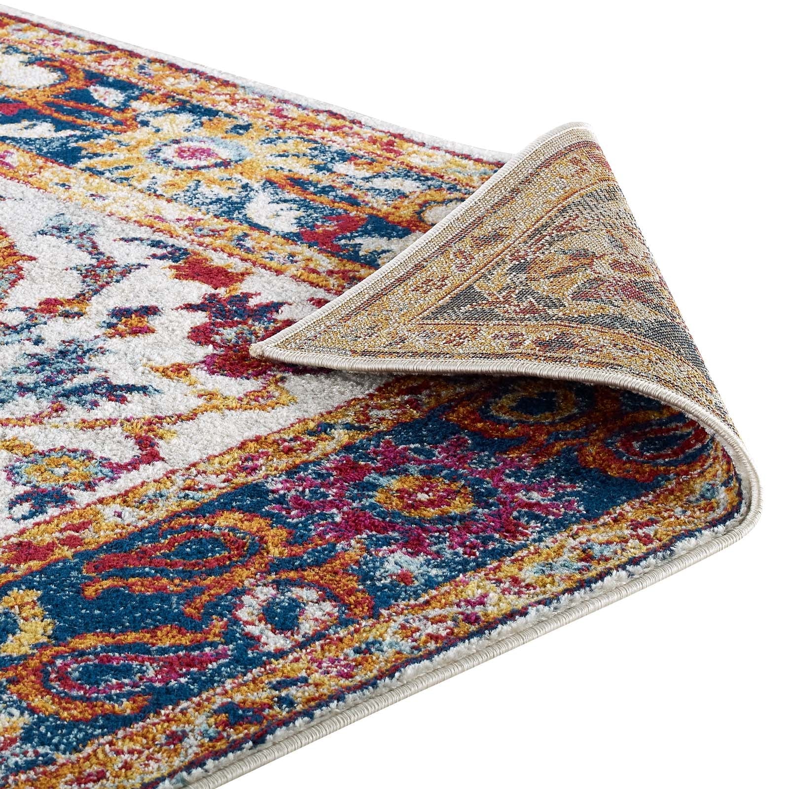 Entourage Samira Distressed Vintage Floral Vintage Medallion 8x10 Area Rug by Modway