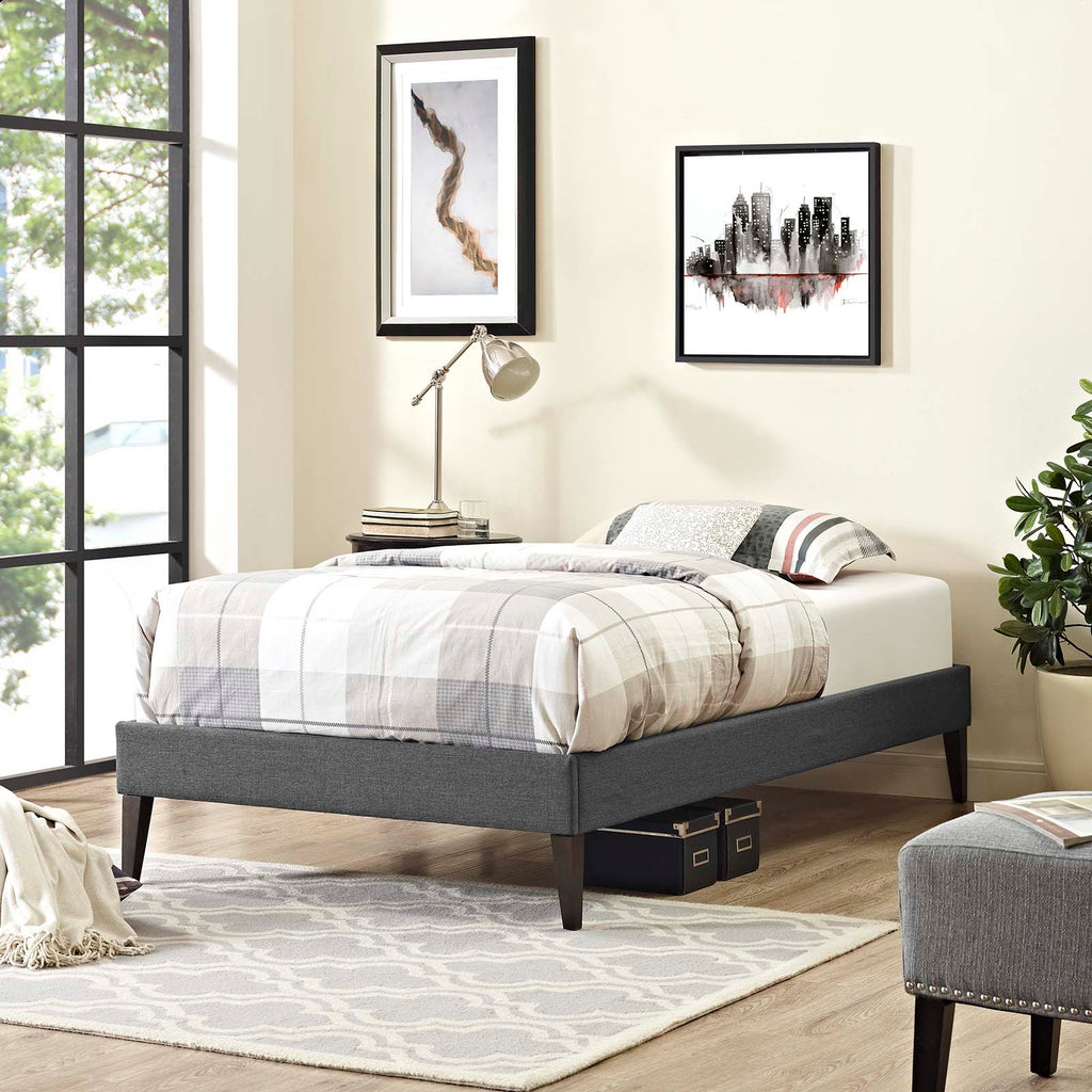 Tessie Fabric Twin Bed Frame with Squared Tapered Legs by Modway