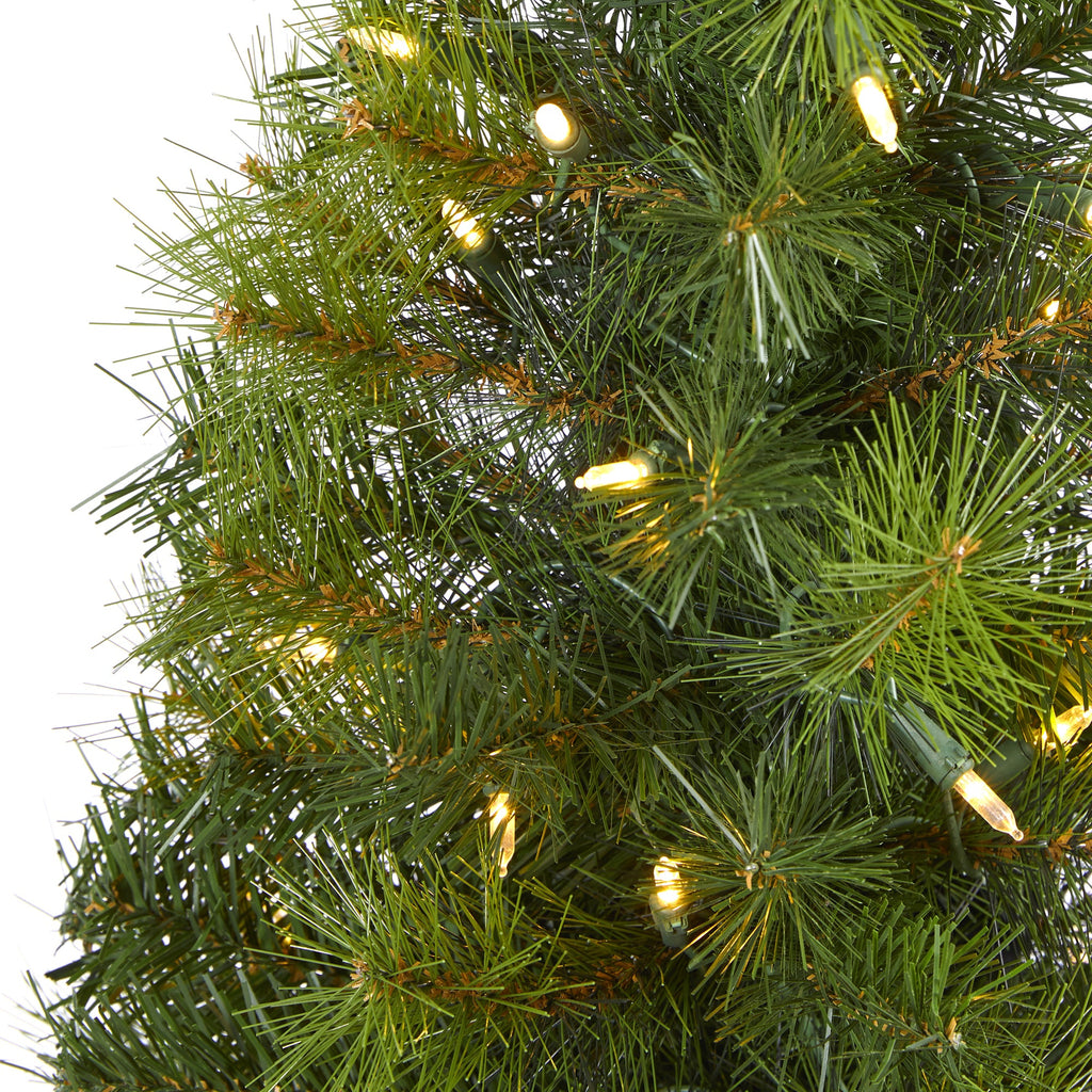 4' Green Valley Pine Artificial Christmas Tree w/ 100 Warm White LED Lights