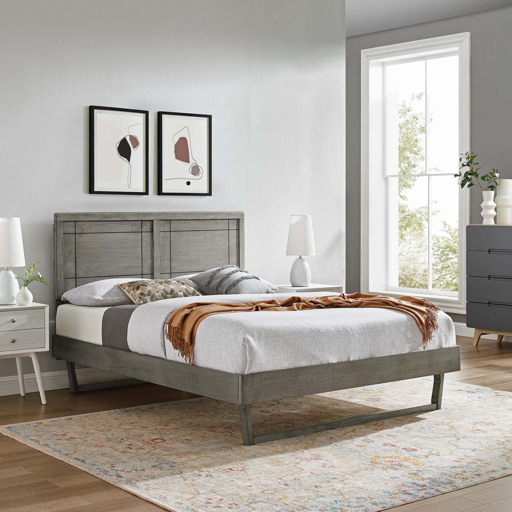 Marlee Wood King Platform Bed With Angular Frame by Modway