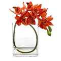 Cymbidium Orchid Artificial in Glass Vase