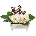 Magnolias and Berries Artificial Arrangement in Chair Planter